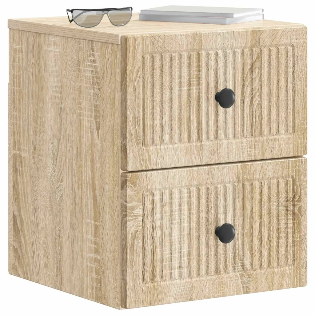 Comodino | Armadio da Notte | Mobiletto da notte a muro Rovere Sonoma 33 x 34,5 x 40 cm