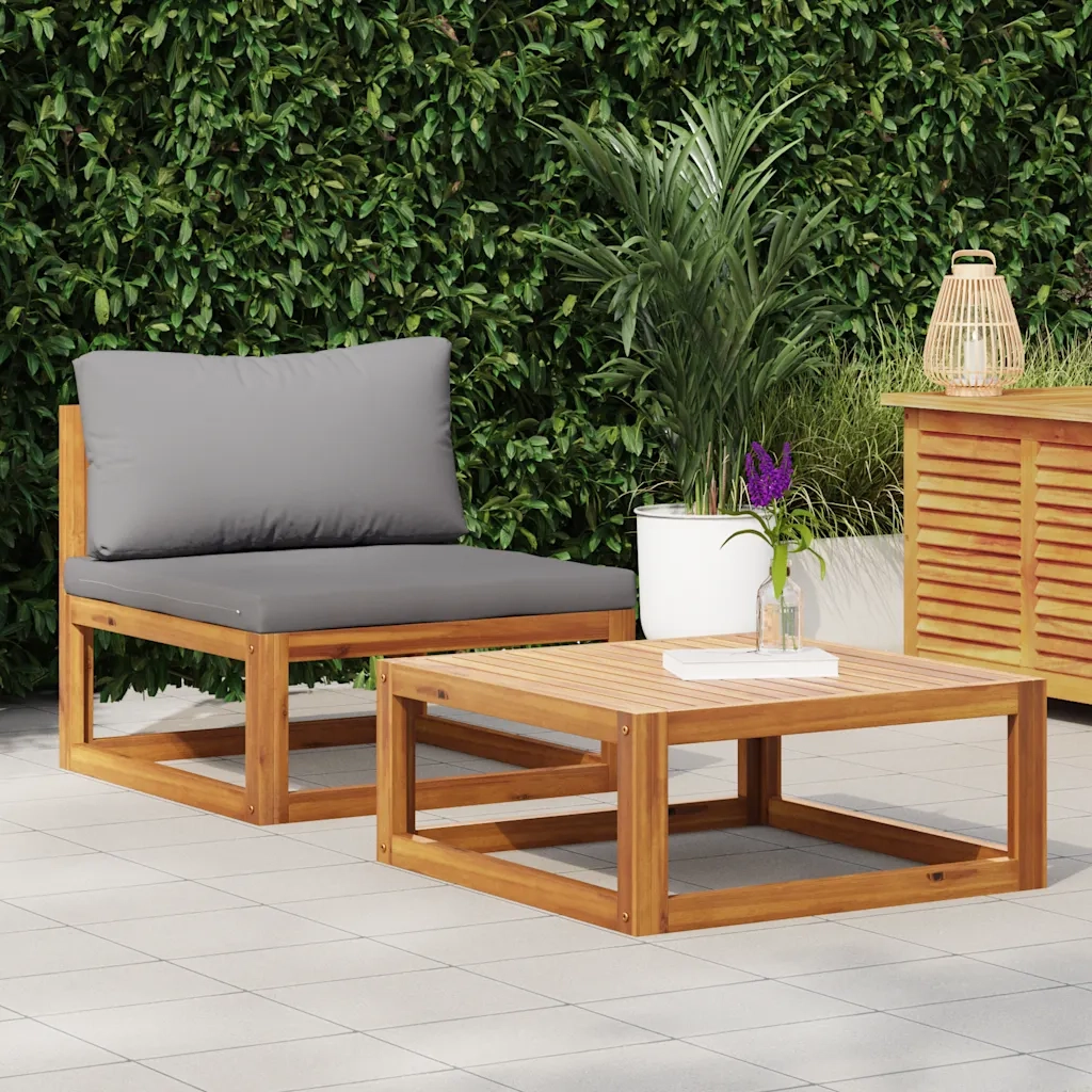 Set Divani da Giardino 2 pz | Set Salotto da Giardino con Cuscini in Massello di Acacia