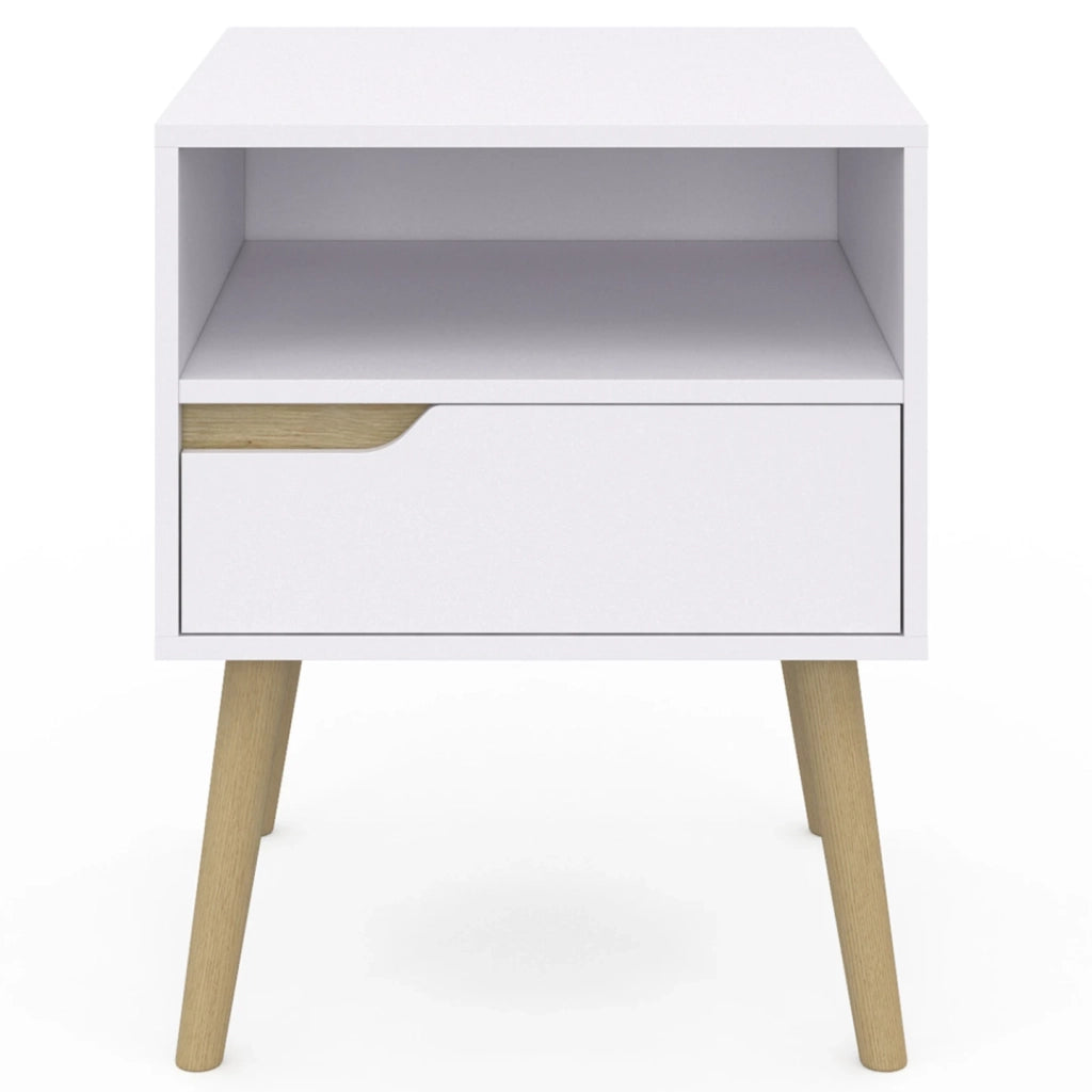 IDMarket - Set di 2 comodini scandinavi a 1 cassetto bianchi HELSINKI