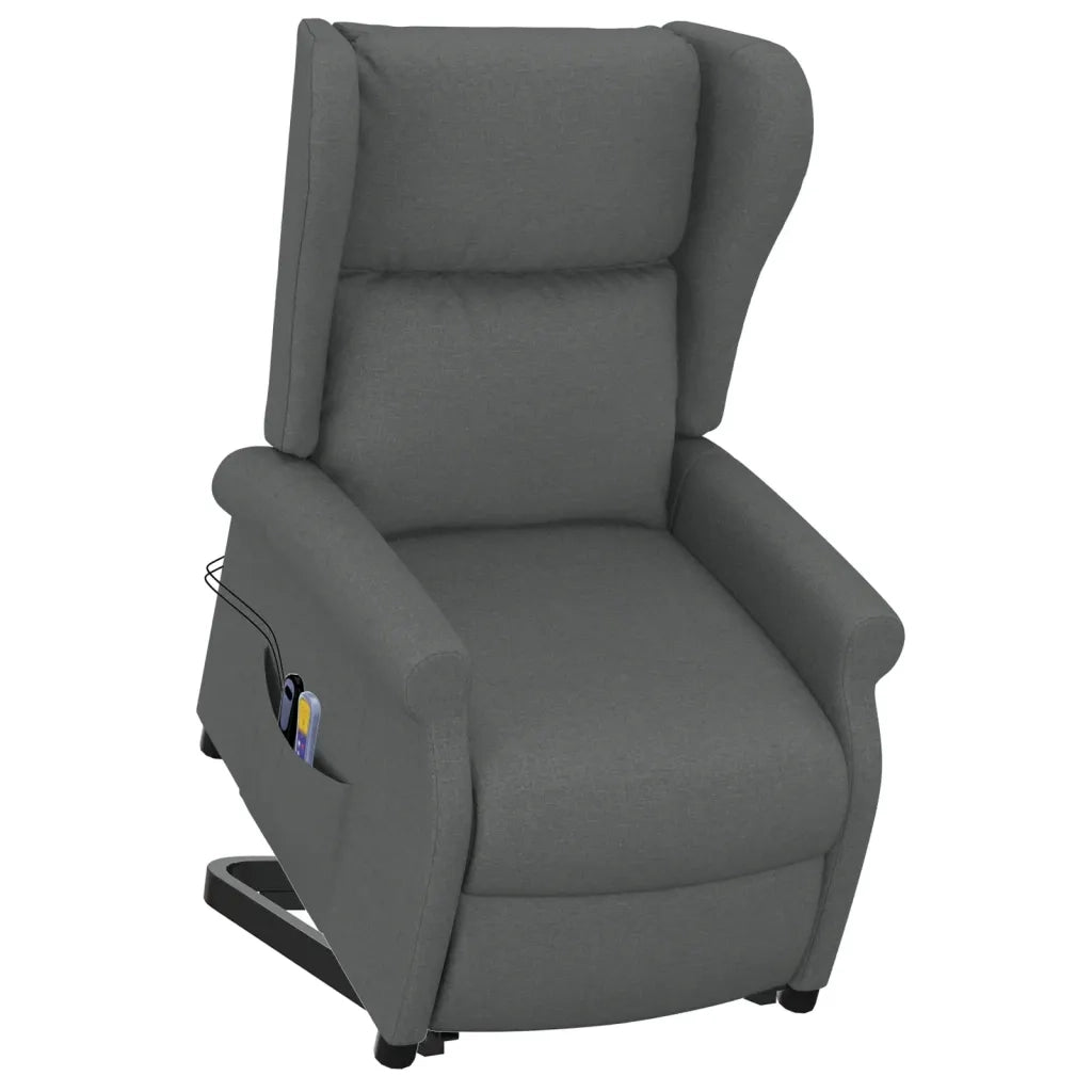 Poltrona Alzapersona Massaggiante in Tessuto Grigio Scuro 289741