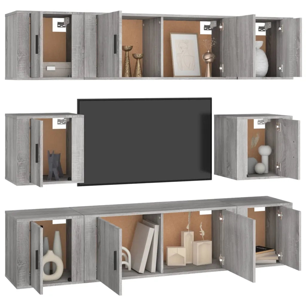 Set Mobili Porta TV 8pz Grigio Sonoma in Legno Multistrato 3188676