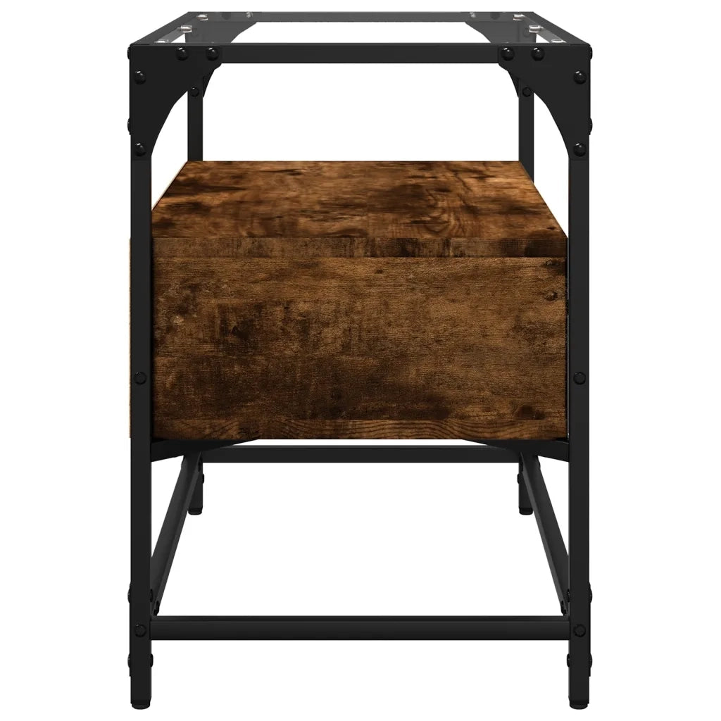 Mobile TV Piano-Credenza per TV-Console TV Vetro Rovere Fumo 60x35x51cm Legno Multistrato