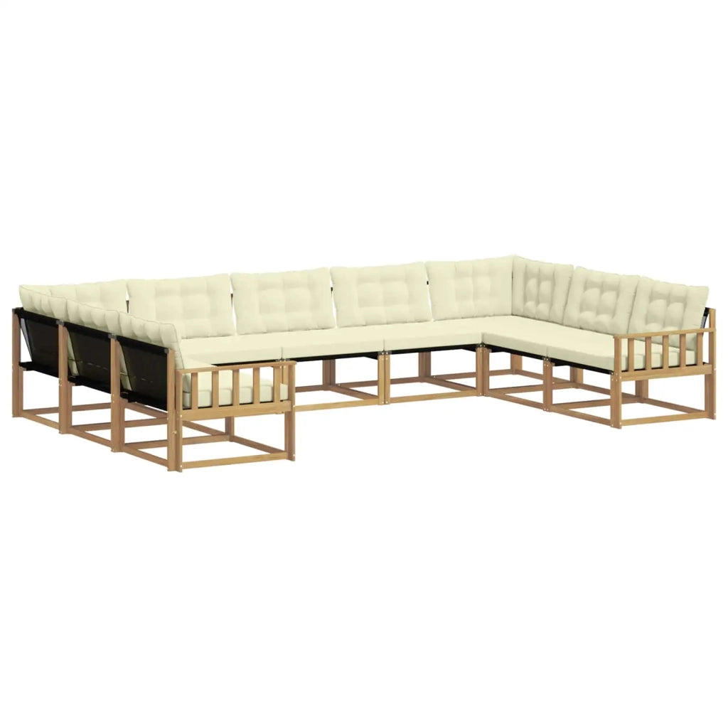 Set di divani da esterno 9 pz Bianco e Crema 3389064