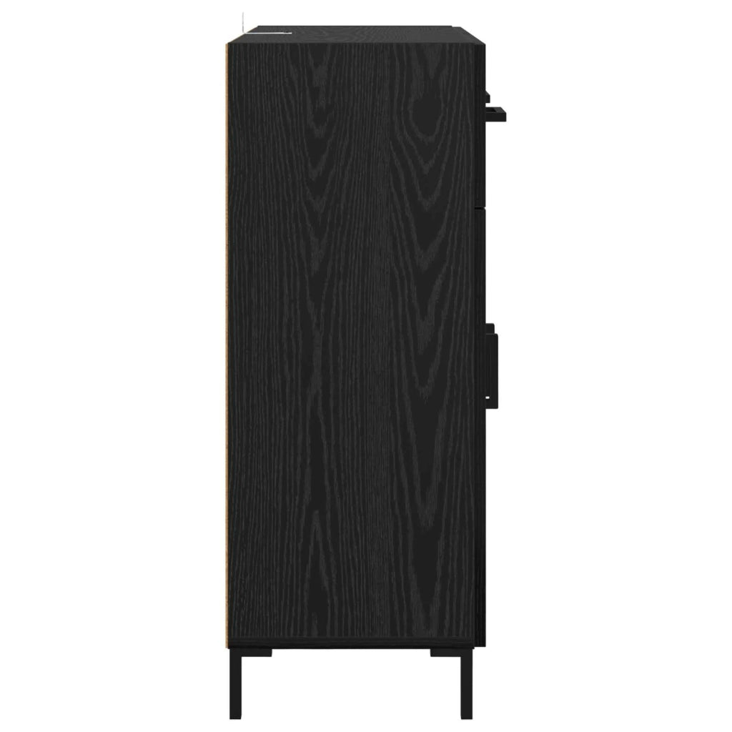 Credenza | Madia | Buffet da pranzo | Armadio da pranzo Rovere Nero 69,5 x 34 x 90 cm Legno multistrato