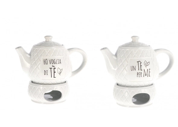 Teiera in ceramica con riscaldatore