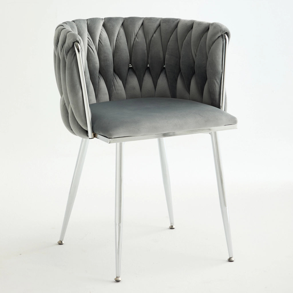 Sgabello da bar 66x44.5x52 cm con schienale basso in tessuto grigio