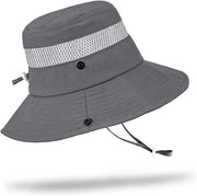 Cappello per bambini - Protezione solare, cappello di cotone safari con bordo ampio, cinturino di collo regolabile e rete respirante per ragazzi dai 3 ai 8 anni