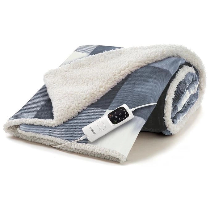 Imetec CaldoPlaid Tartan Grey Plaid Riscaldabile, Morbida Coperta Elettrica 160x120 cm, Basso Consumo, Tecnologia Adapto, Dispositivo di Sicurezza, Rapido Riscaldamento, 6 Temperature, Lavabile