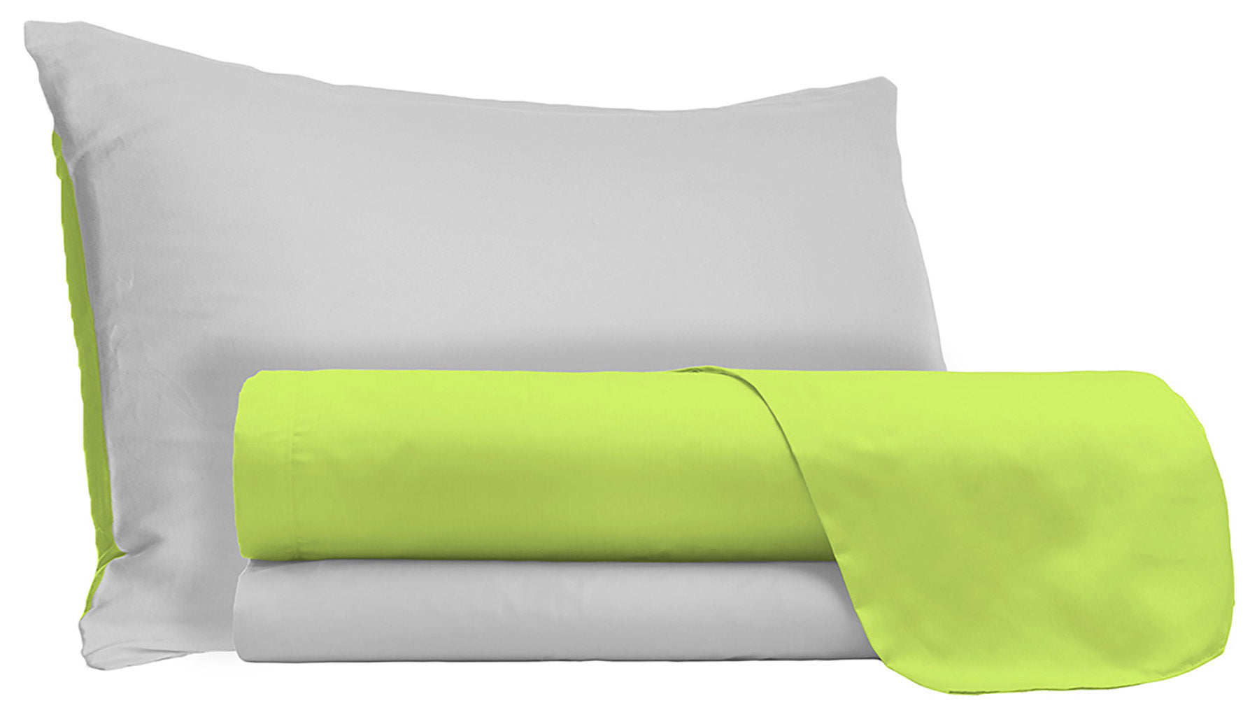 Set Lenzuola Singolo Sopra Sotto e Federe DoublefaceAcido/Grigio Chiaro