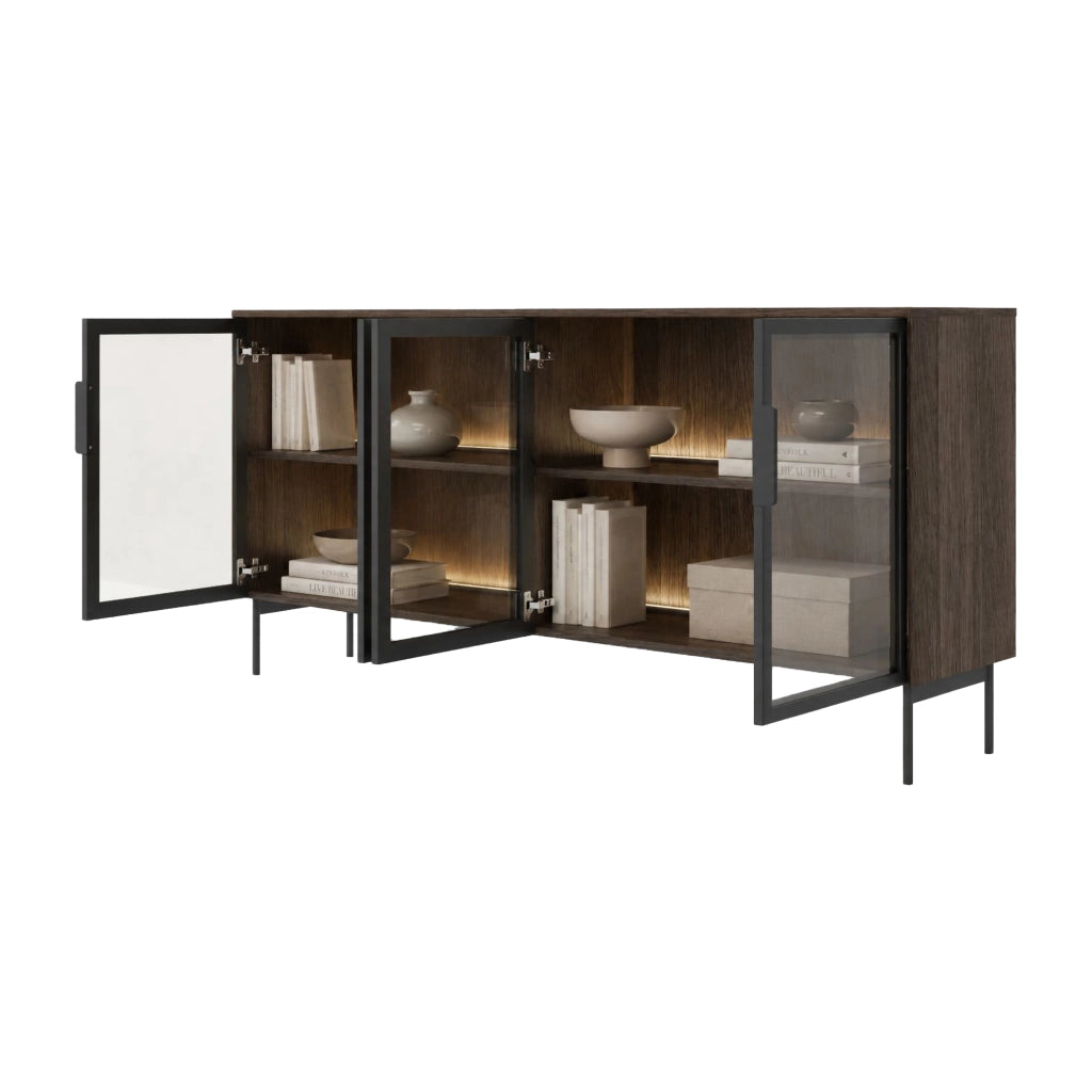 Madia Hapa, Credenza 2 Ripiani, 181x39x83h cm Marrone Noce