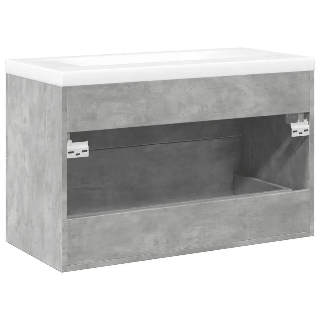 Set Mobili da Bagno | Armadio da bagno 2 pz Grigio Cemento in Legno Multistrato