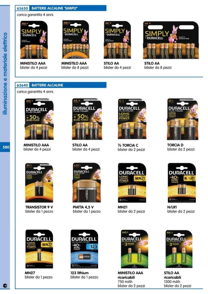 10blister duracell pila alcalina torcia mn1300 pz.2 cod:ferx.32747