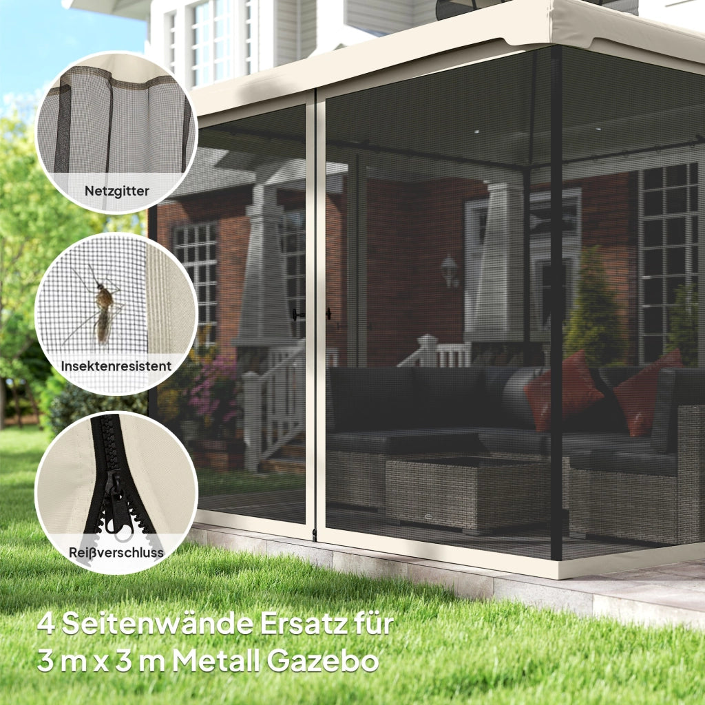 Zanzariera per Gazebo 3x3 4 Pareti con Cerniera ¨C zephmum ¨C Nero