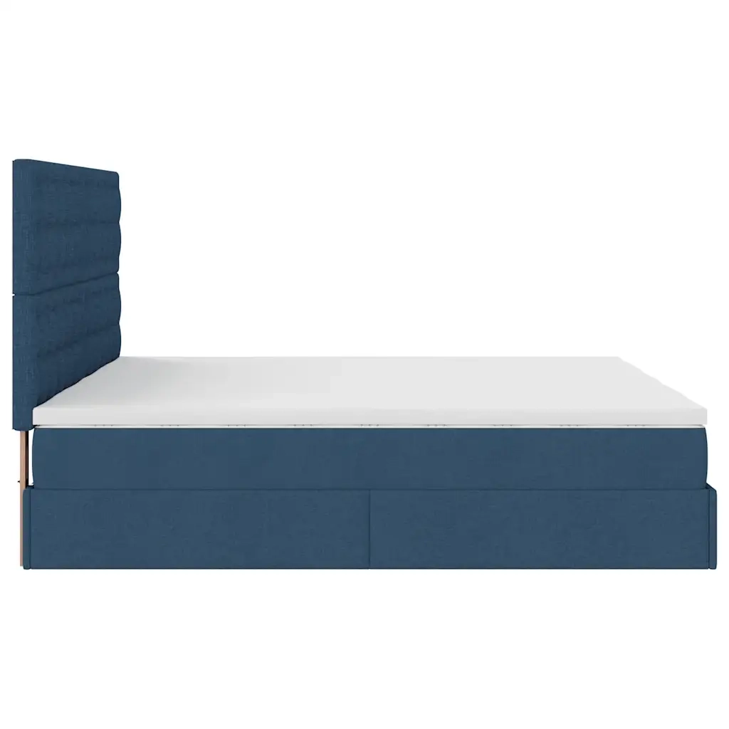 Struttura Letto Pouf con Materassi Blu 160x200 cm in Tessuto 3314582