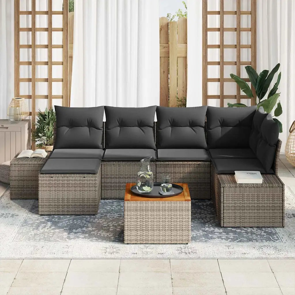 Set Divano da Giardino con cuscino 7 pcs Grigio polyrattan 3347979