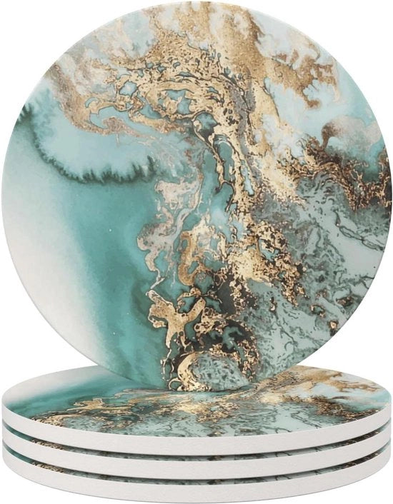 Set di 4 piedini rotondi - assorbenti - 4 pezzi - marmo blu - ceramico