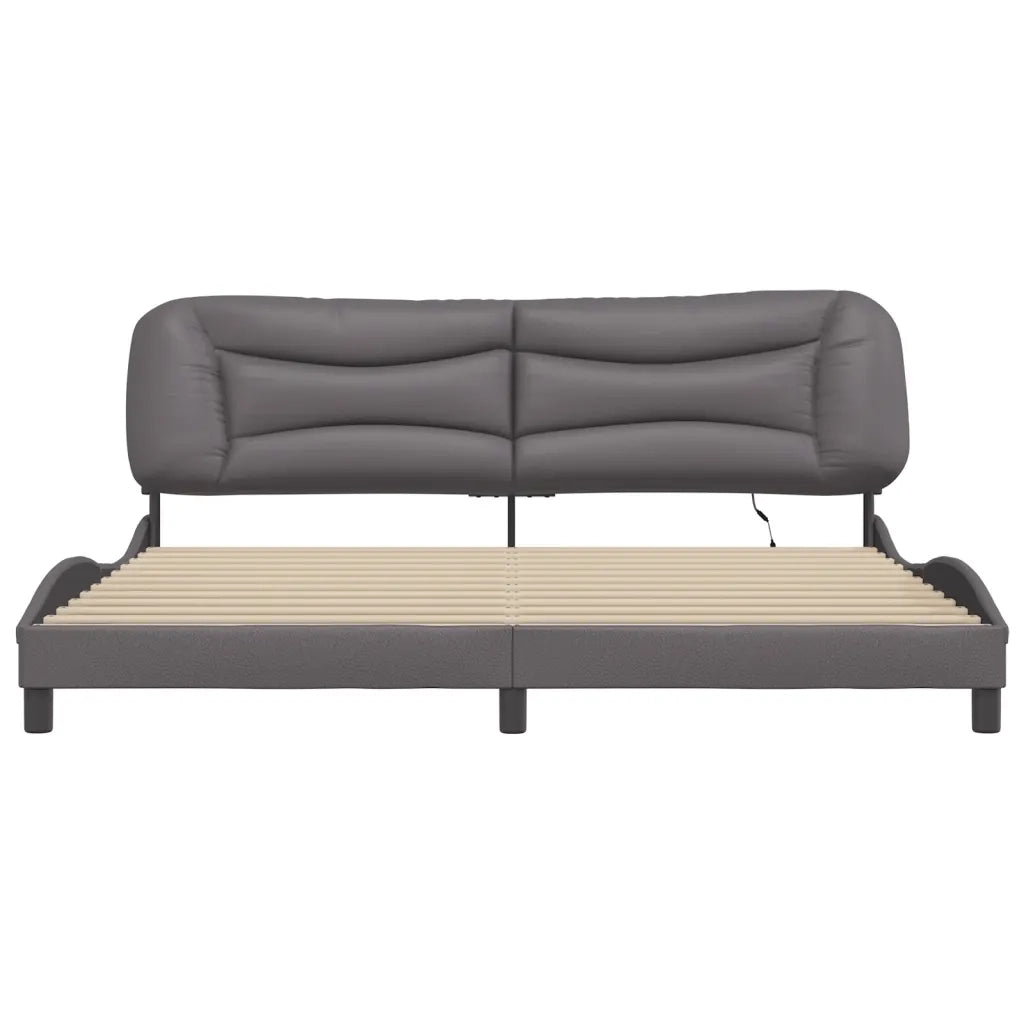 Giroletto con LED senza Materasso-Struttura Letto con LED Hvar Grigio 200x200 cm