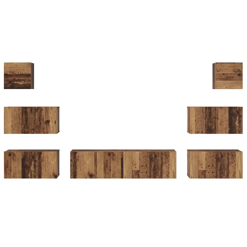 Set mobile TV 8 pz-Set di 8 Credenza per TV Legno vecchio Legno multistrato 836969