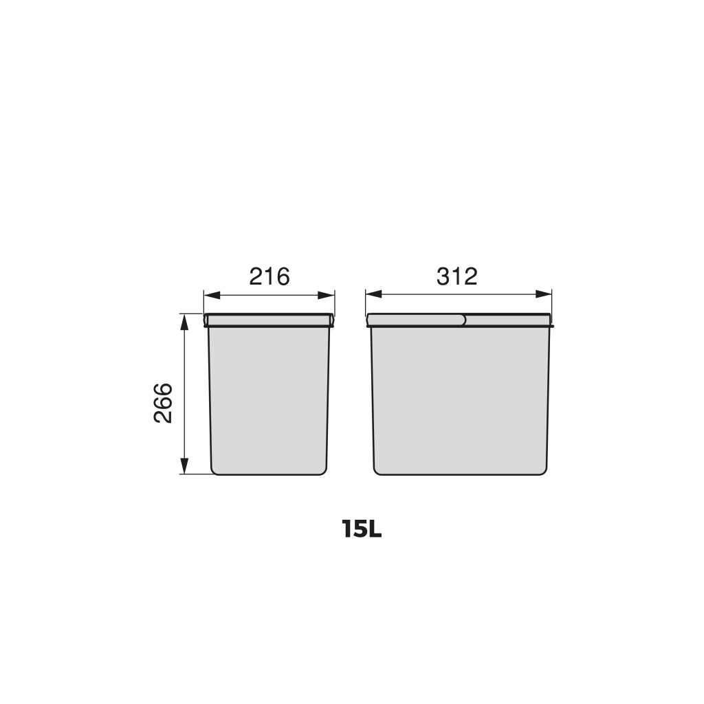 Emuca Contenitori per cassetti da cucina Recycle, Altezza 266, 2x15, Plastica grigio antracite, Tecnoplastica, 1 u.