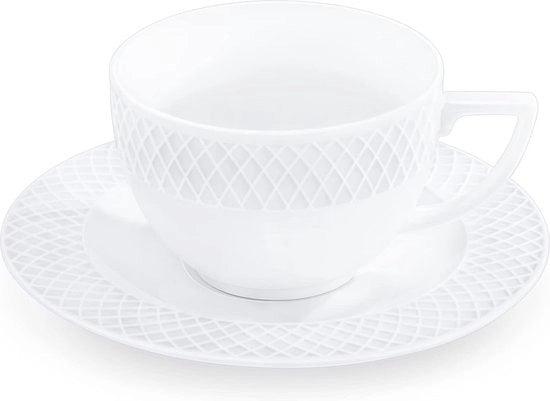 Set di servizio da caffè 12 pezzi per 6 persone - Tazze e piatti eleganti per caffè, tè e dessert, bianchi, 240 ml