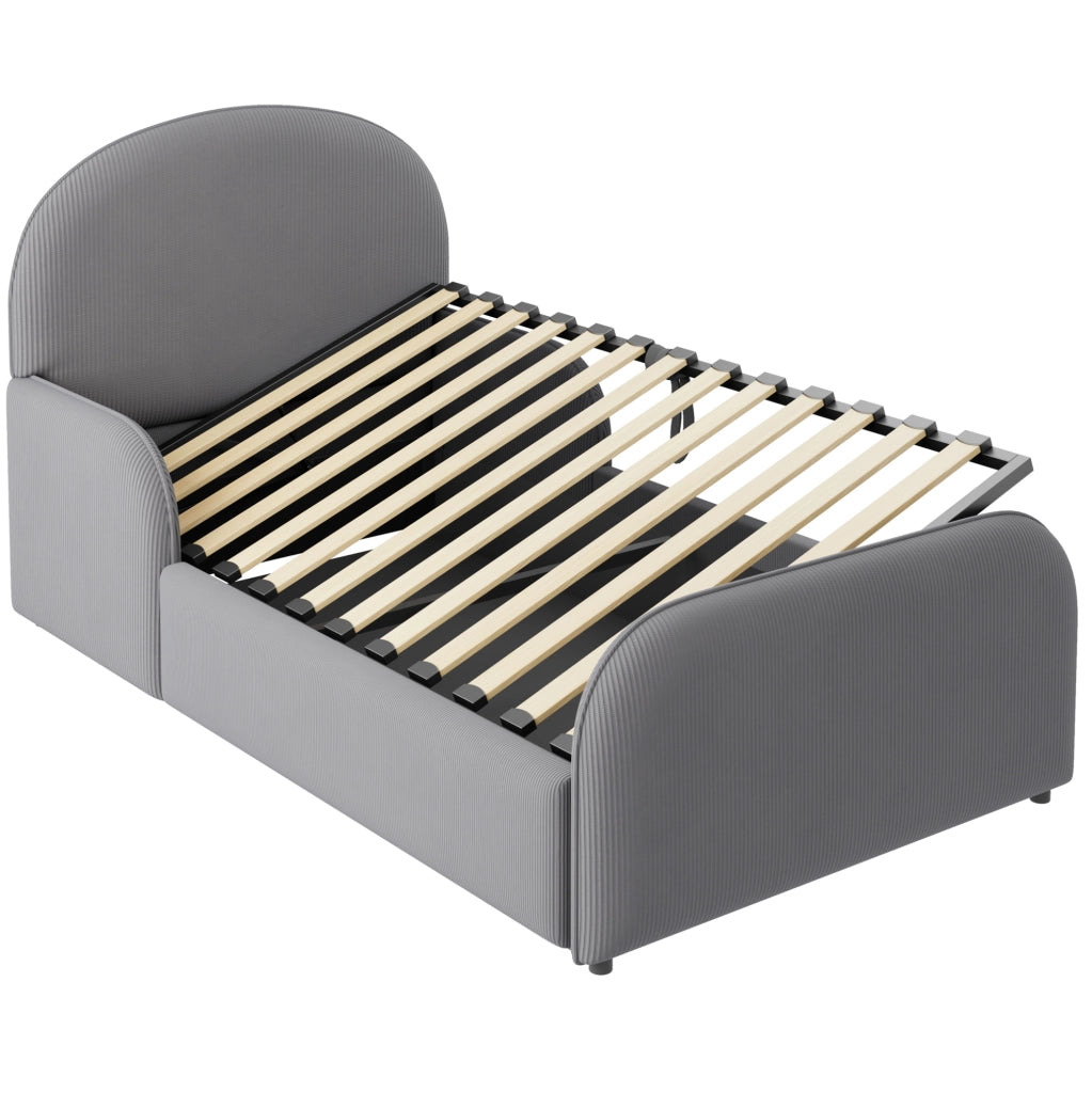 Letto imbottito per bambini 90x200 cm con contenitore grigio