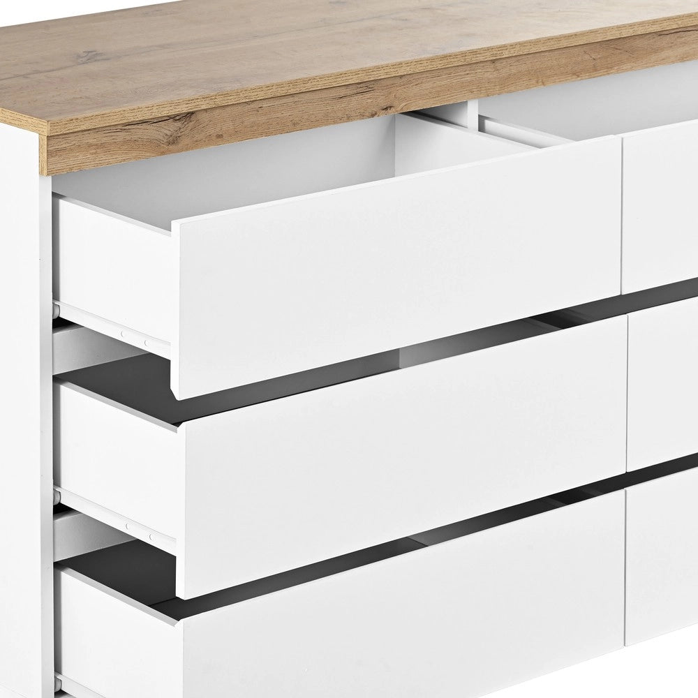 Cassettiera 6 Cassetti con Serratura ¨C Xylo ¨C Bianco e Rovere, MDF
