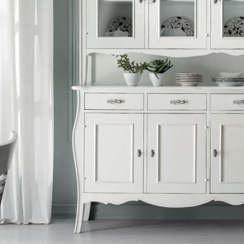 Cristalliera classica 3 porte in legno bianco opaco 151x50x214 (3088+3089) - Mobili 2G