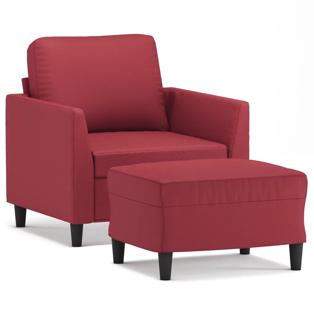 Poltrona | Sedia Relax con Poggiapiedi Rosso Vino 60 cm in Similpelle