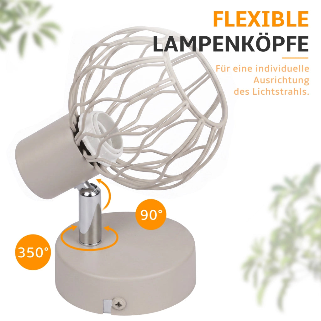 ZMH Faretto da soffitto 1 Luce Grigio E14 Metall Orientabile 350¡ã per Corridoio Cucina Camera Senza Lampadina