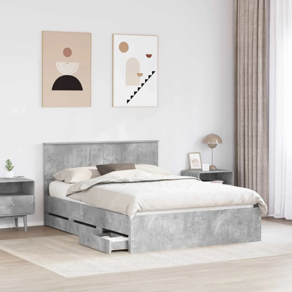 Struttura del letto con cassetto Grigio cemento 140 x 190 cm 3410710