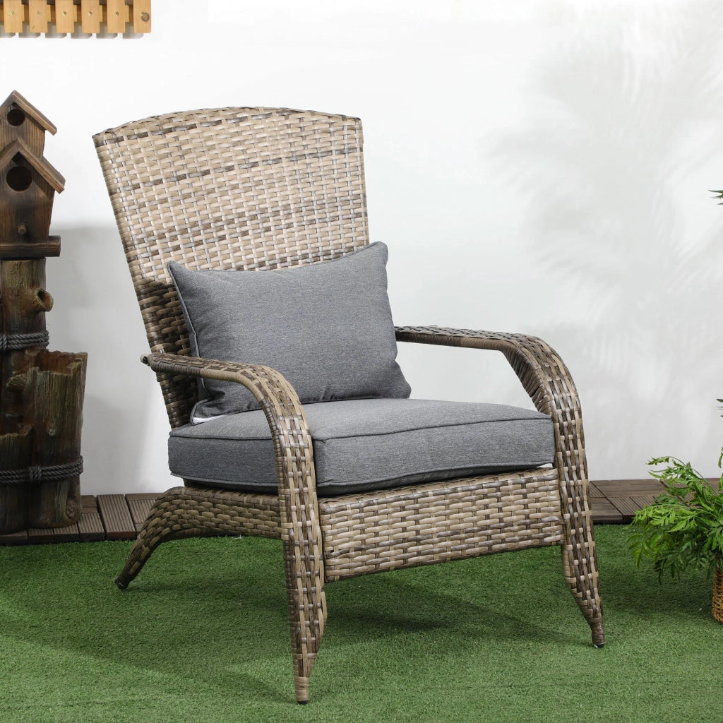 Sedia da Giardino con Braccioli ¨C zephmum ¨C in Rattan e Acciaio, Marrone e Grigio, 64x80x90 cm