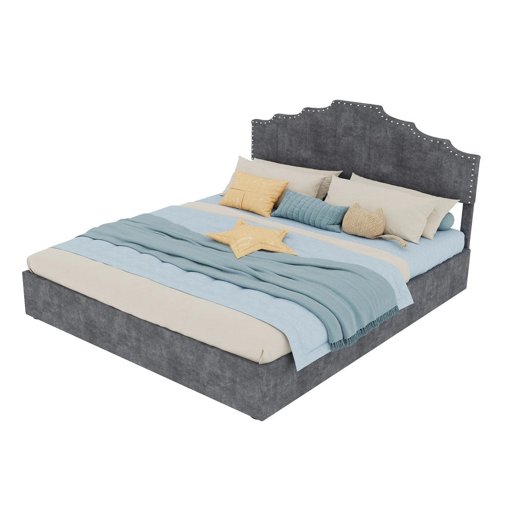 Letto Contenitore Imbottito ¨C MINIMAL ¨C Grigio 160x200 con Materasso