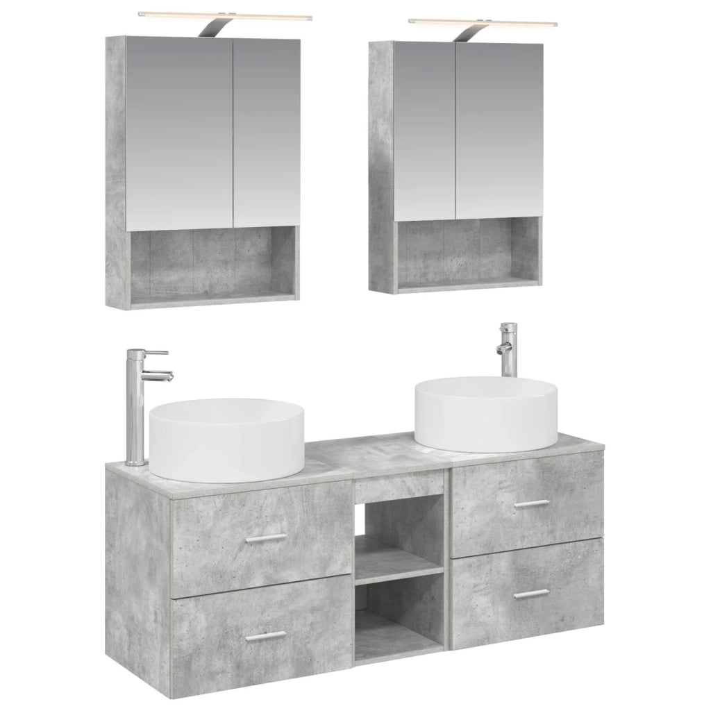 Set di mobili per il bagno 5 pcs Grigio Cemento 3407082