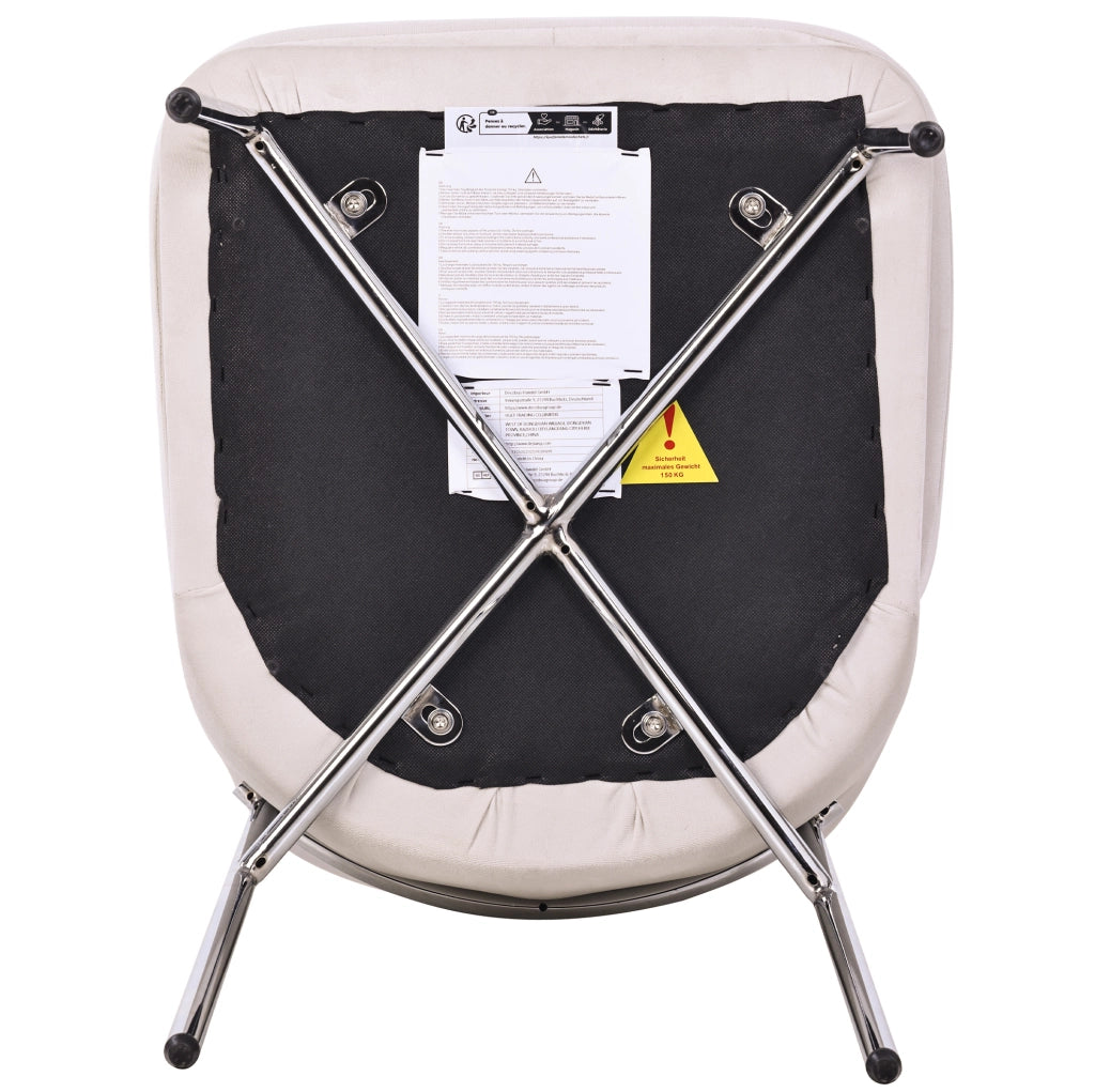 Set di 6 sedie da pranzo in velluto beige con struttura cromata