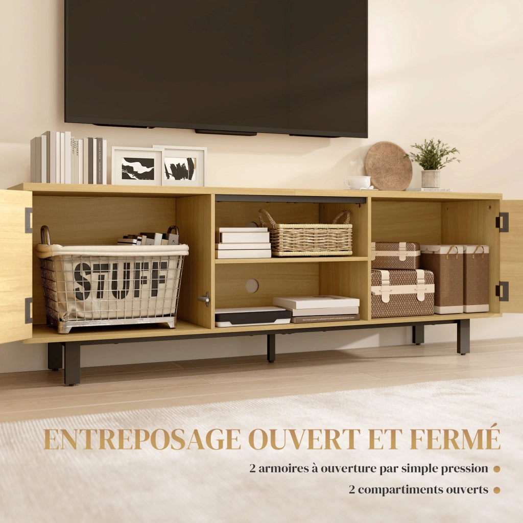 Mobile TV per TV fino a 65 pollici ¨C zephmum ¨C legno naturale 160x35x55,5cm