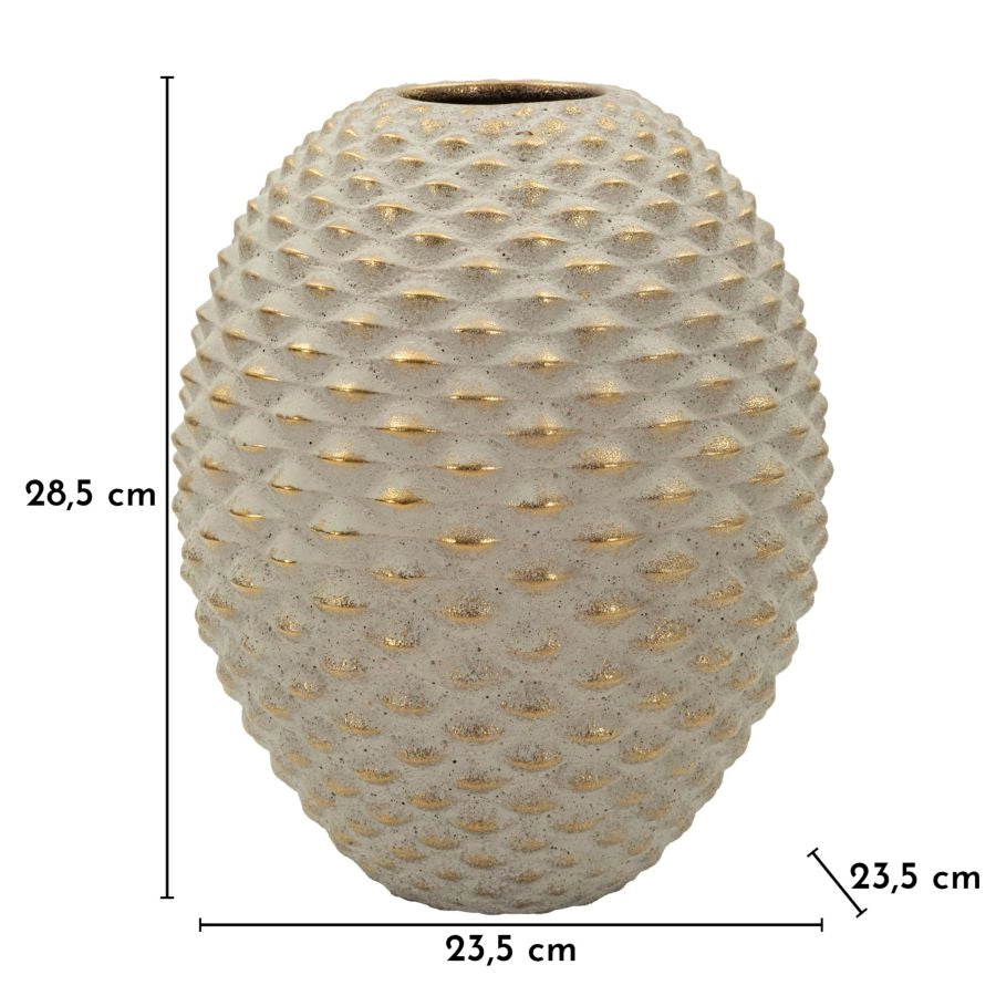 Vaso Pepipas Ball Ø23,5x28,5 cm in Ceramica Grigio e Oro