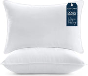 Set di cuscini per letto da 2 - 50 x 70 cm - Piuma di cotone intera - Respiro naturale - Pieno - Supporto per testa/collo - Cuscino per testa