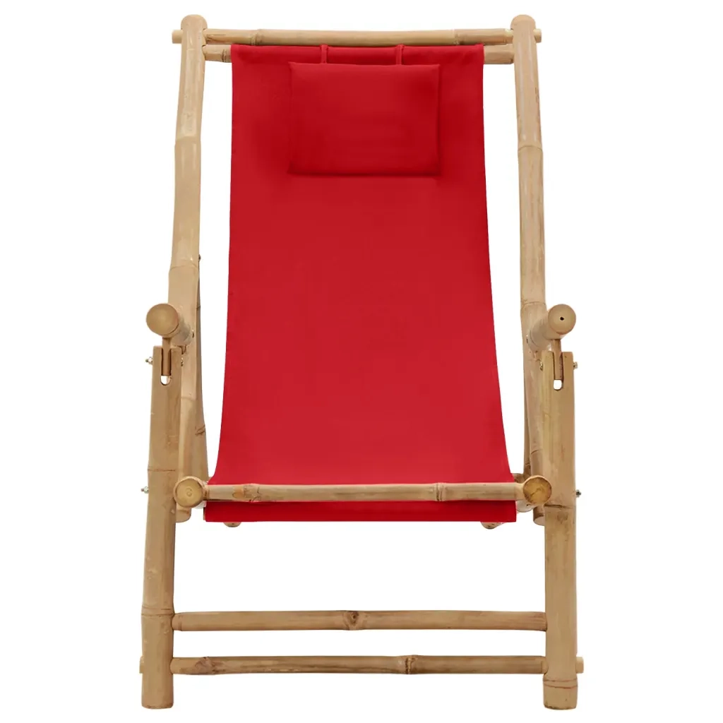 Sedia a Sdraio in BambÃ¹ e Tela Rosso cod mxl 16974
