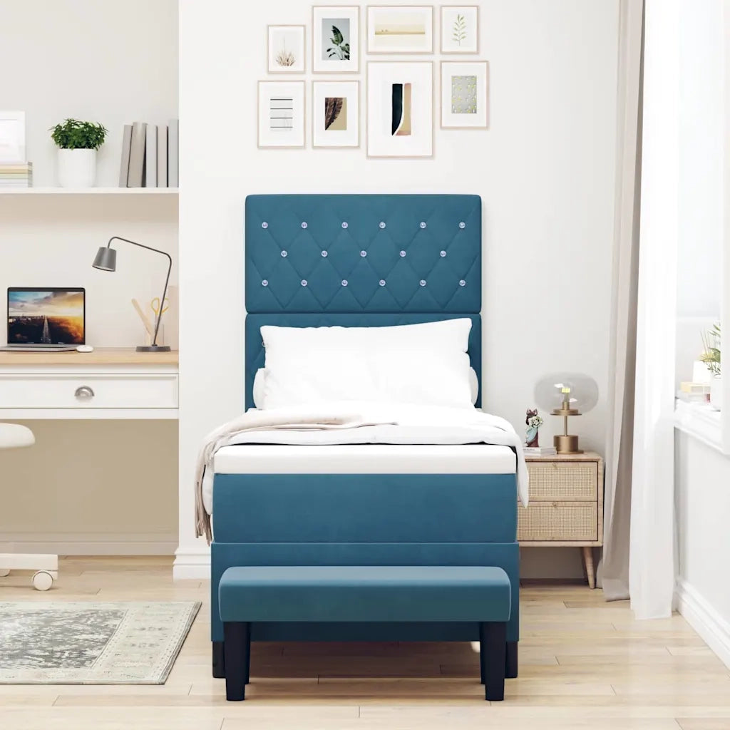 Letto a molle con cuscino Blu scuro 200 x 80 cm Velluto 3344412