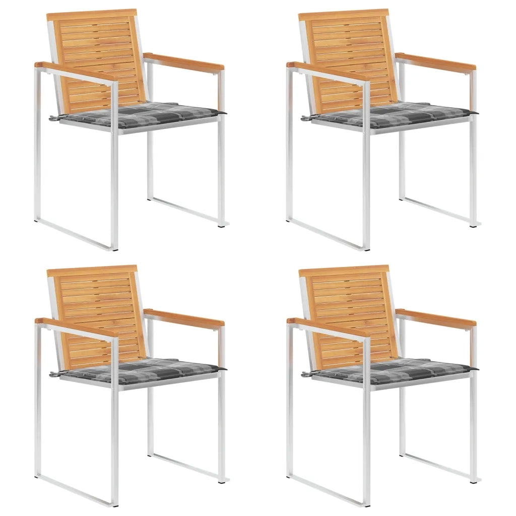 Sedie da Giardino con Cuscini 4 pz in Legno Massello di Teak cod mxl 8647