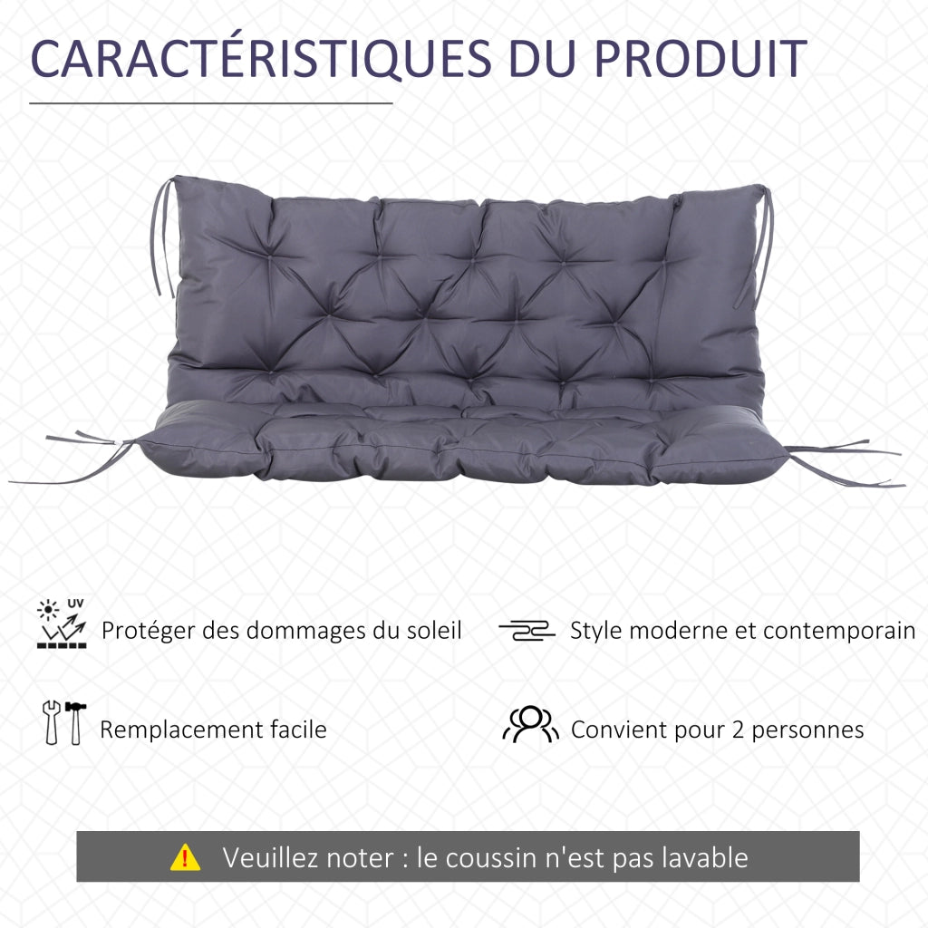 Cuscino per Divano da Giardino 2 Posti ¨C zephmum ¨C Grigio 132x110x10 cm