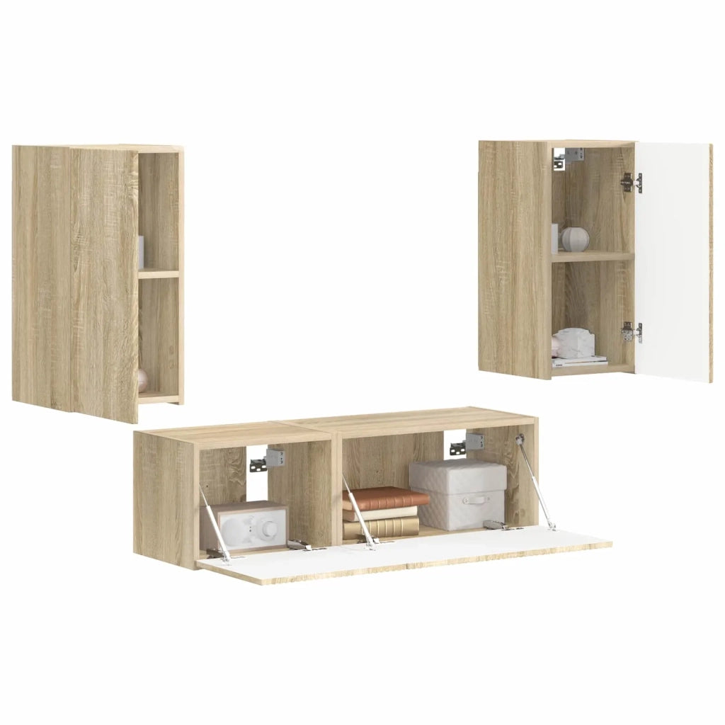 Set di Mobiletto da TV a Parete 4 pcs Rovere Sonoma 3408909