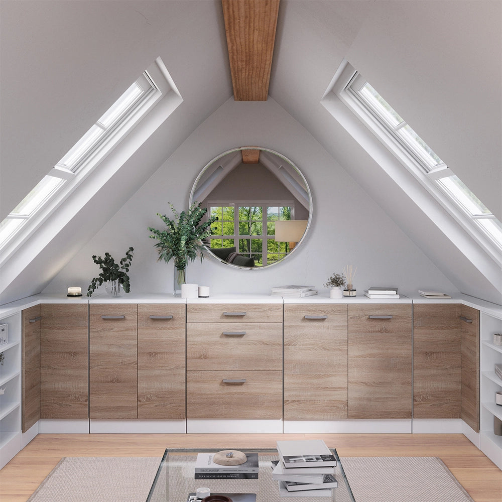 Mobile per mansarda Rion Sonoma/Bianco 60 x 83.8 cm senza inclinazione con 3 cassetti Vicco