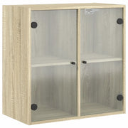 Armadietto a Muro | Mobile a Muro con Ante in Vetro Rovere Sonoma 68x37x68,5 cm