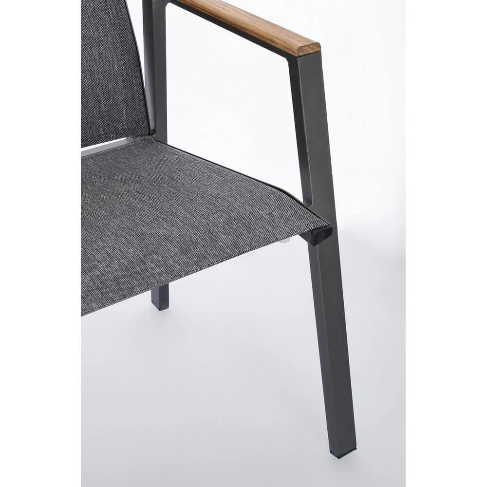 Set di 4 Sedie da Giardino con Braccioli in Alluminio e Teak - HIGHLANDER