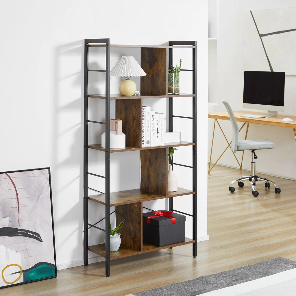 Libreria scaffale 5 ripiani divisorio stoccaggio legno metallo ¨C Xylo ¨C 74x30x157,5 cm marrone nero