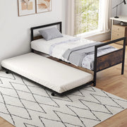 Letto giornaliero con cassetta letto estraibile, struttura letto 90 x 200 cm, con vano portaoggetti, letto per gli ospiti con rete a doghe, letto in metallo, letto estraibile industriale con