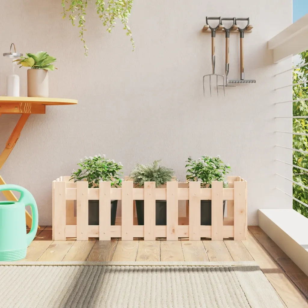 Fioriera | Cassetta per fiori | Vaso Rialzata Giardino a Recinzione 100x30x30 cm Legno Pino