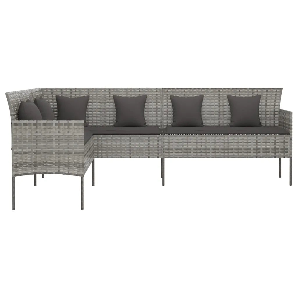 Divano da Giardino a L con Cuscini Grigio in Polyrattancod mxl 94678