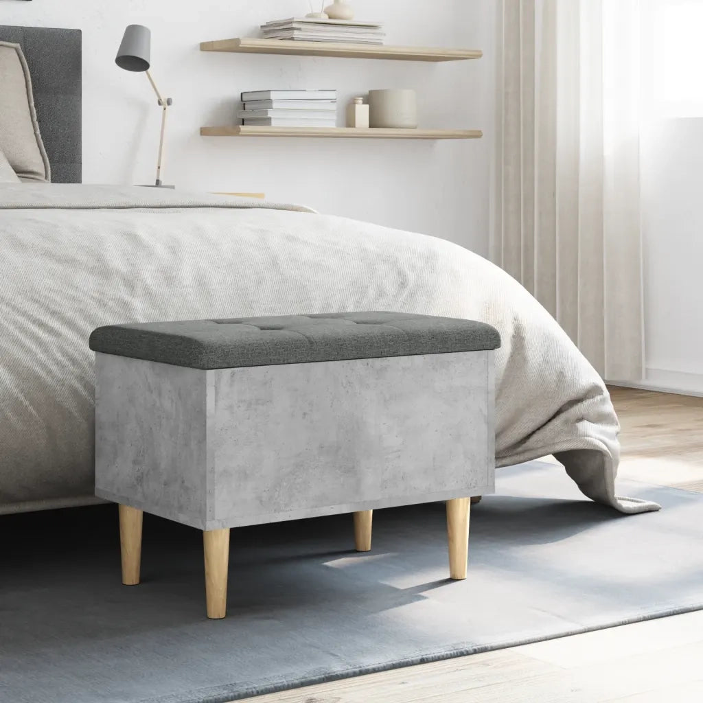 Panca Portaoggetti-Sgabello-Panca con Contenitore Grigio Cemento 62x42x46 cm Legno Multistrato